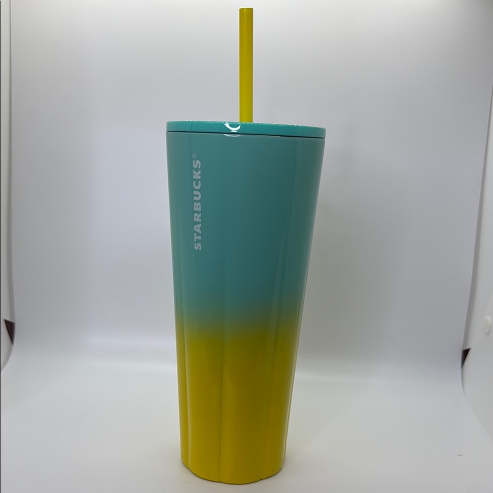 Starbucks Vibrant Blue and Yellow Gradient Tumbler